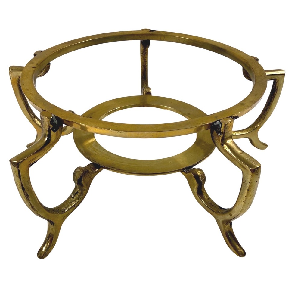 Vintage Solid Brass 5 Legged Pedestal Stand Crystal Ball Display Riser Gold 4.5"